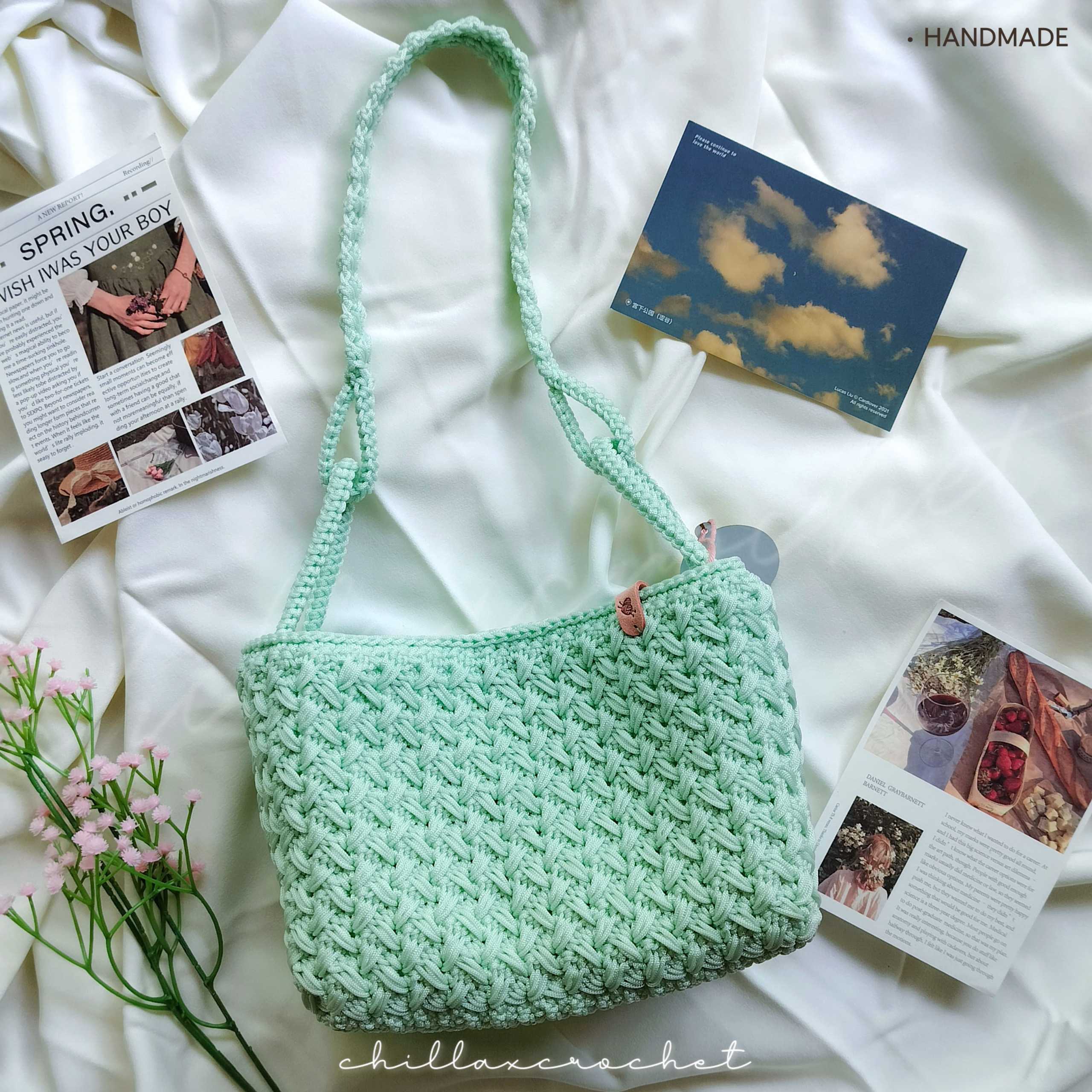 👜[พร้อมส่ง/Handmade] กระเป๋าถักเชือกร่มสะพายไหล่ shoulder bag รุ่น Katlyn