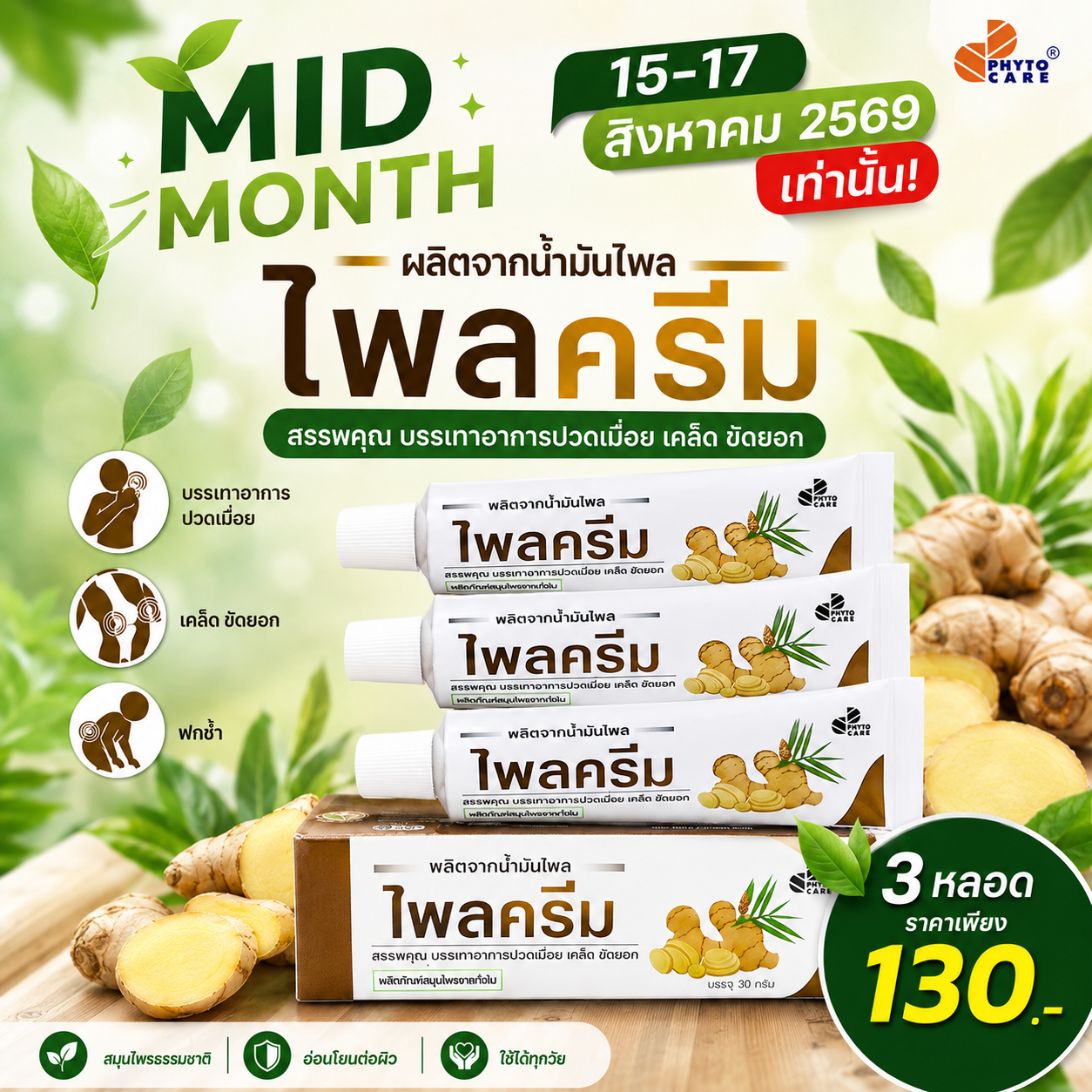 🧡3หลอด🧡 ไพลครีม