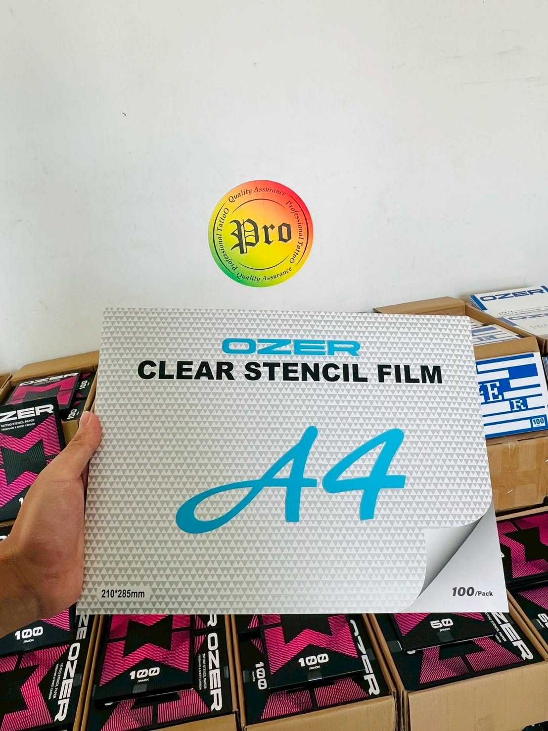 กระดาษลอกลาย พลาสติกลอกลายสัก Ozer Clear Stencil Film A4 100 แผ่น