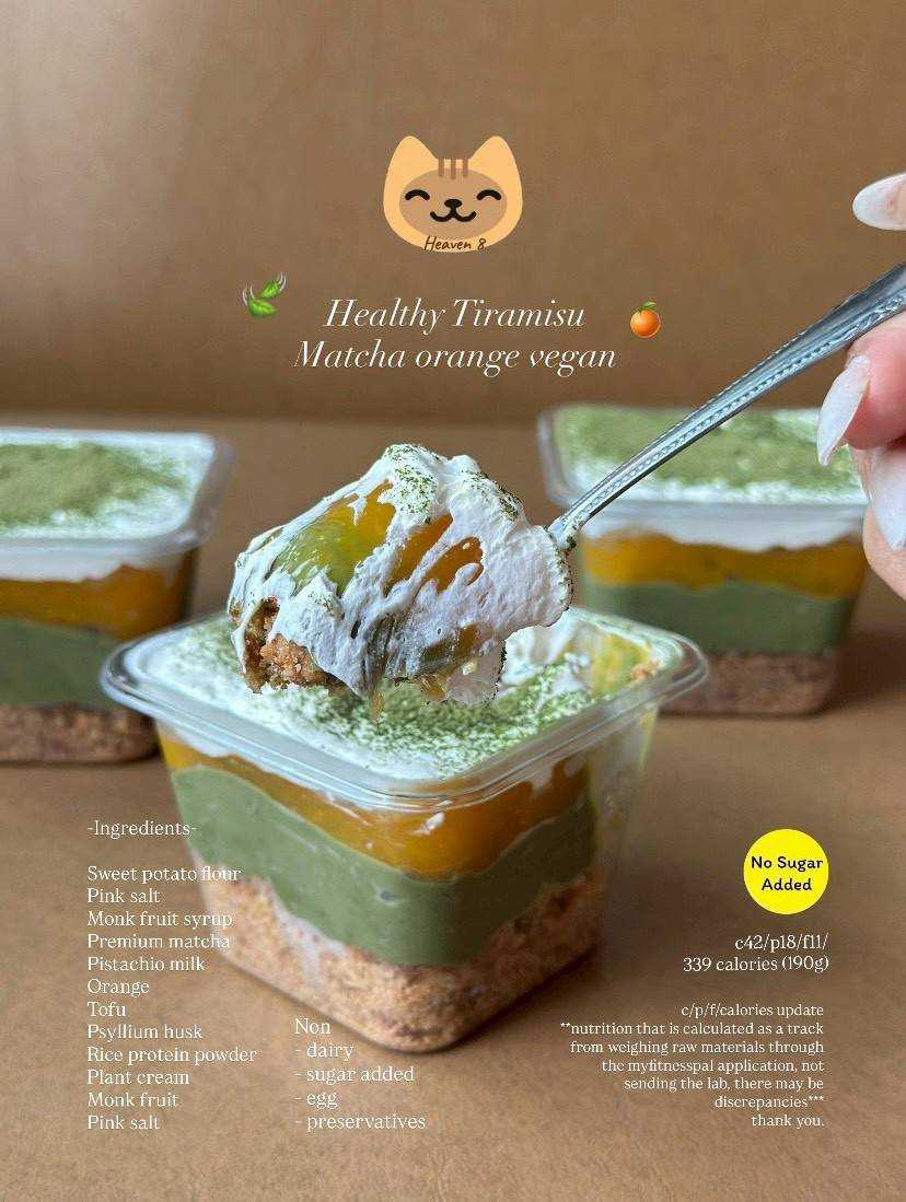Heaven8 - Healthy Tiramisu  รส Matcha orange (vegan) (Pre-order)