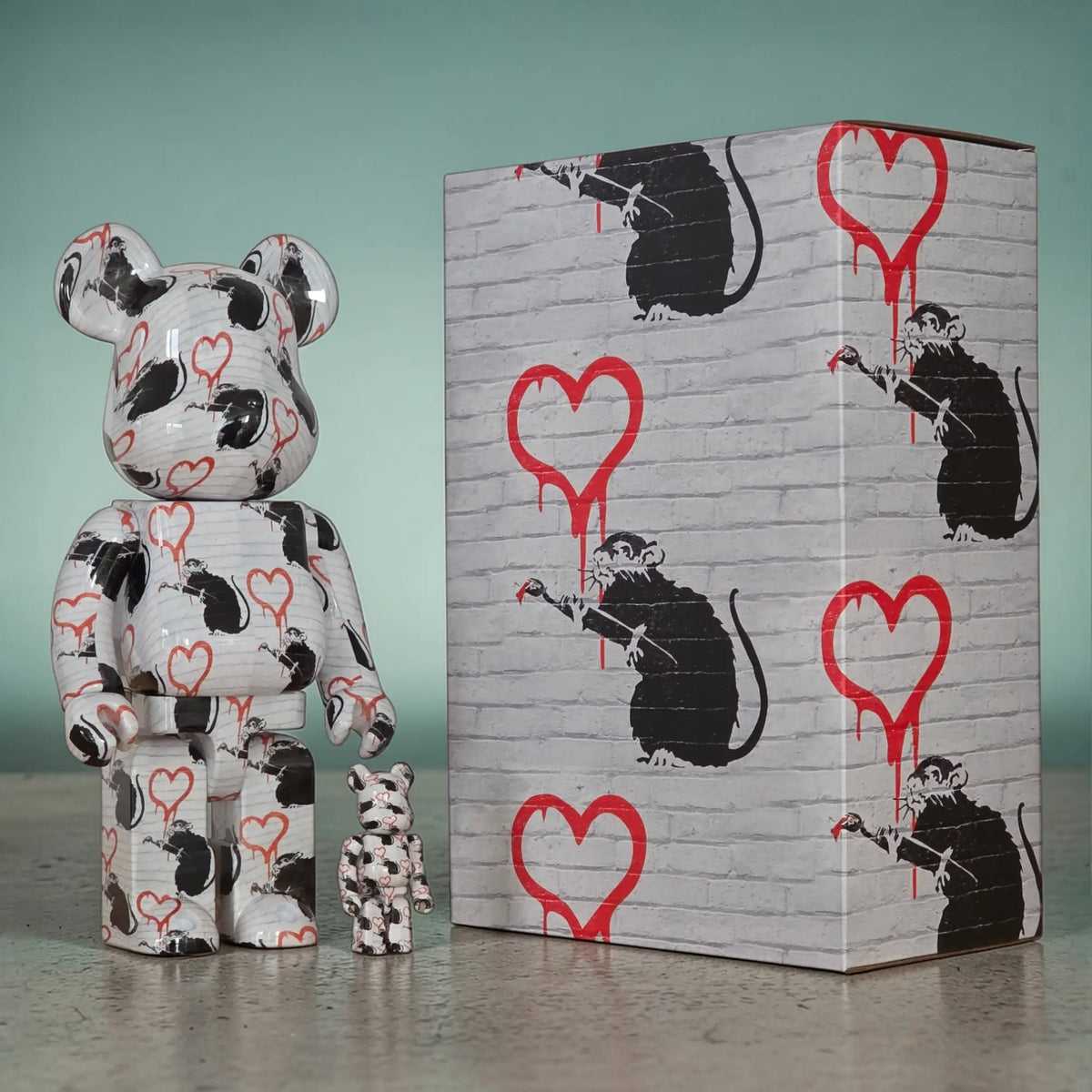 Be@rbrick Banksy Love Rat 100%+400% , 1000%