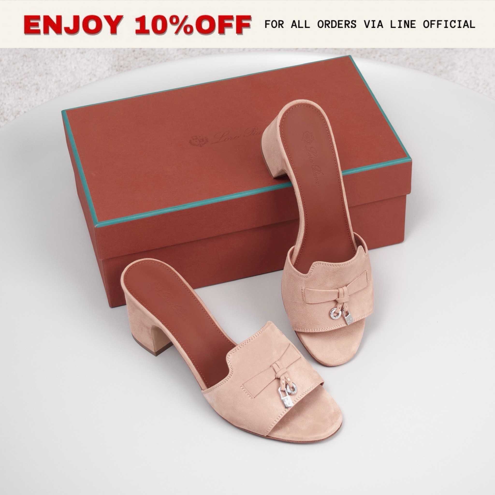 NEW! LORO PIANA Summer Charms Sandals สี Pricious Rose Suede | Shoes