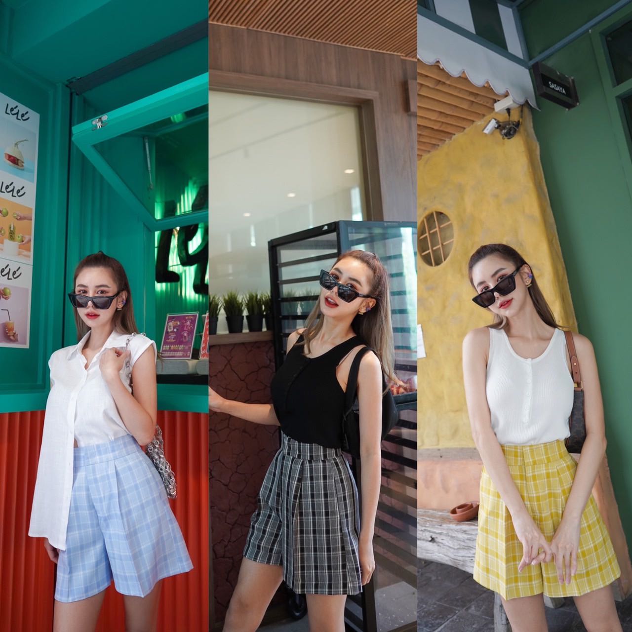 Bemingshorts010 (XS-4XL) - ขาสั้นเอวสูง ลายสก็อต ☑️🤍