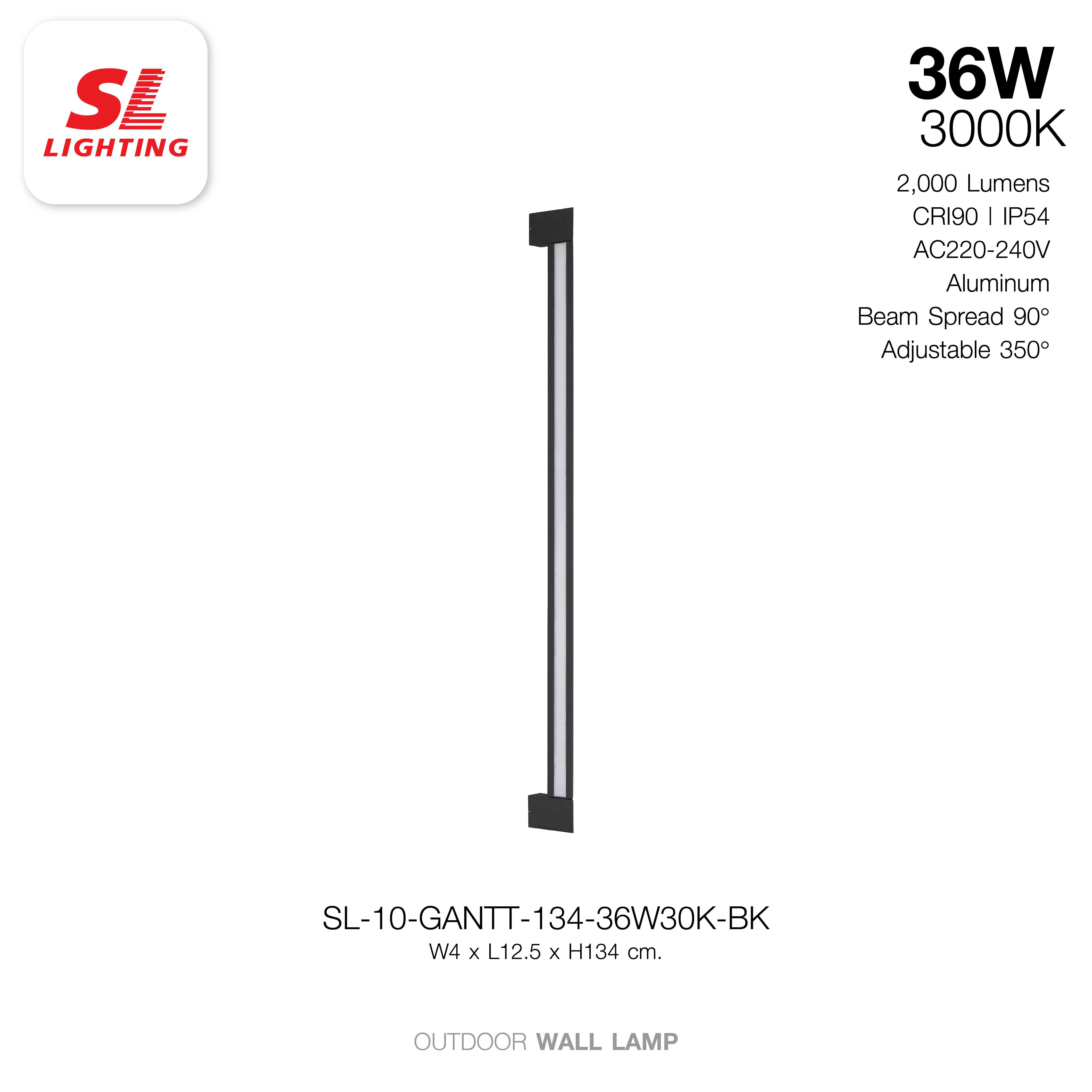 SL LIGHTING | Outdoor Wall Lamp โคมไฟติดผนังภายนอก LED 36W 3000K รุ่น GANTT-134-36W30K-BK