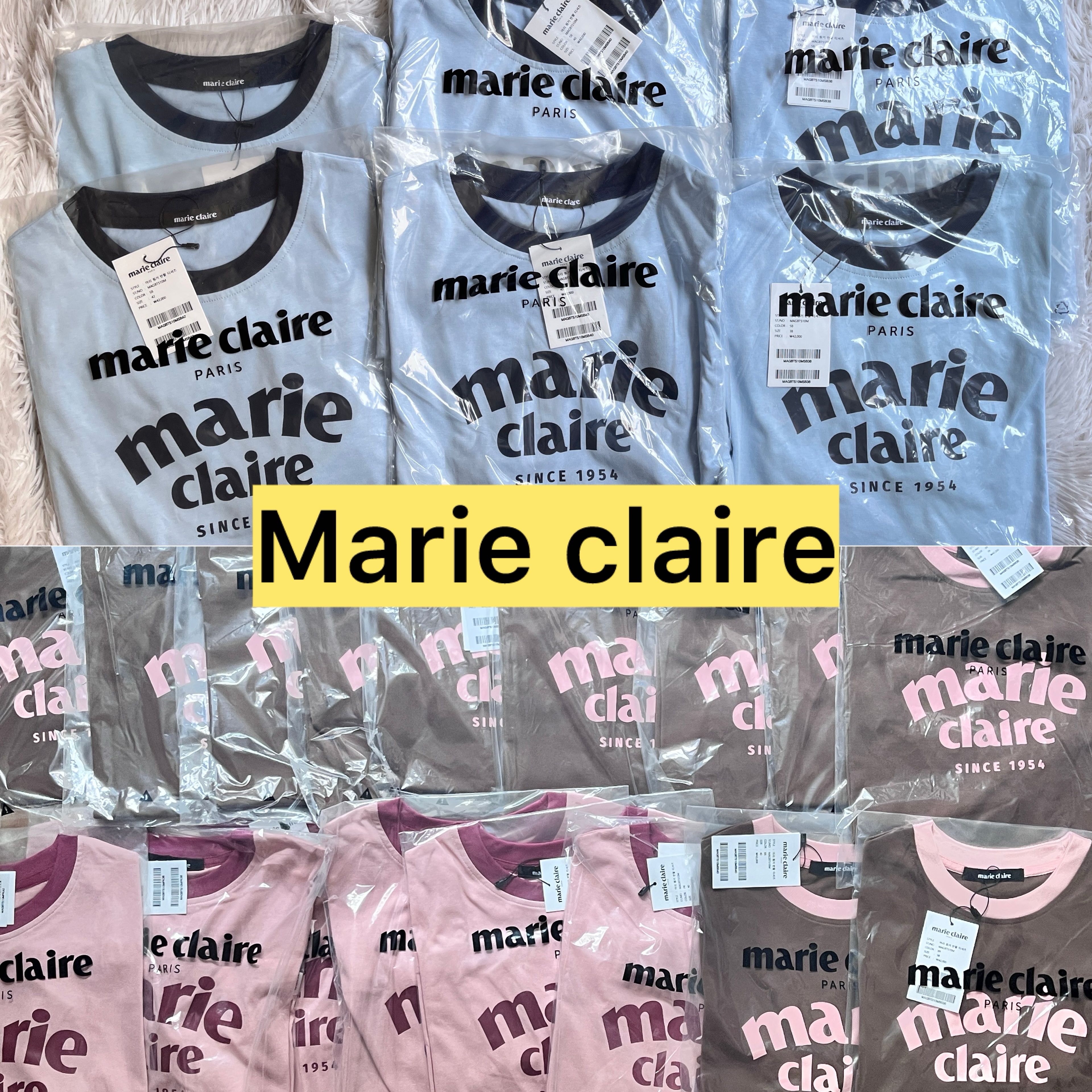 พร้อมส่ง แท้ 🤎🩷🩵พร้อมส่ง Marie claire kr ของแท้  Marie Ringer short-sleeved T-shirt    S-L