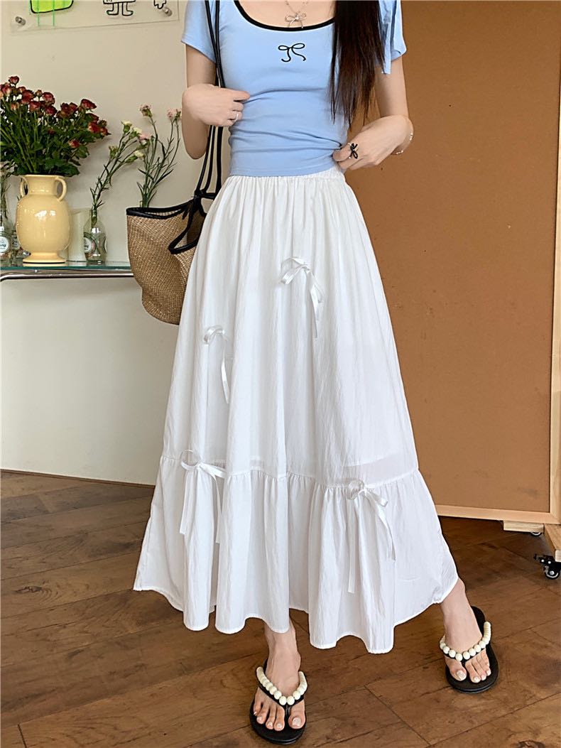 bow skirt (black/ white/ blue/ apricot)