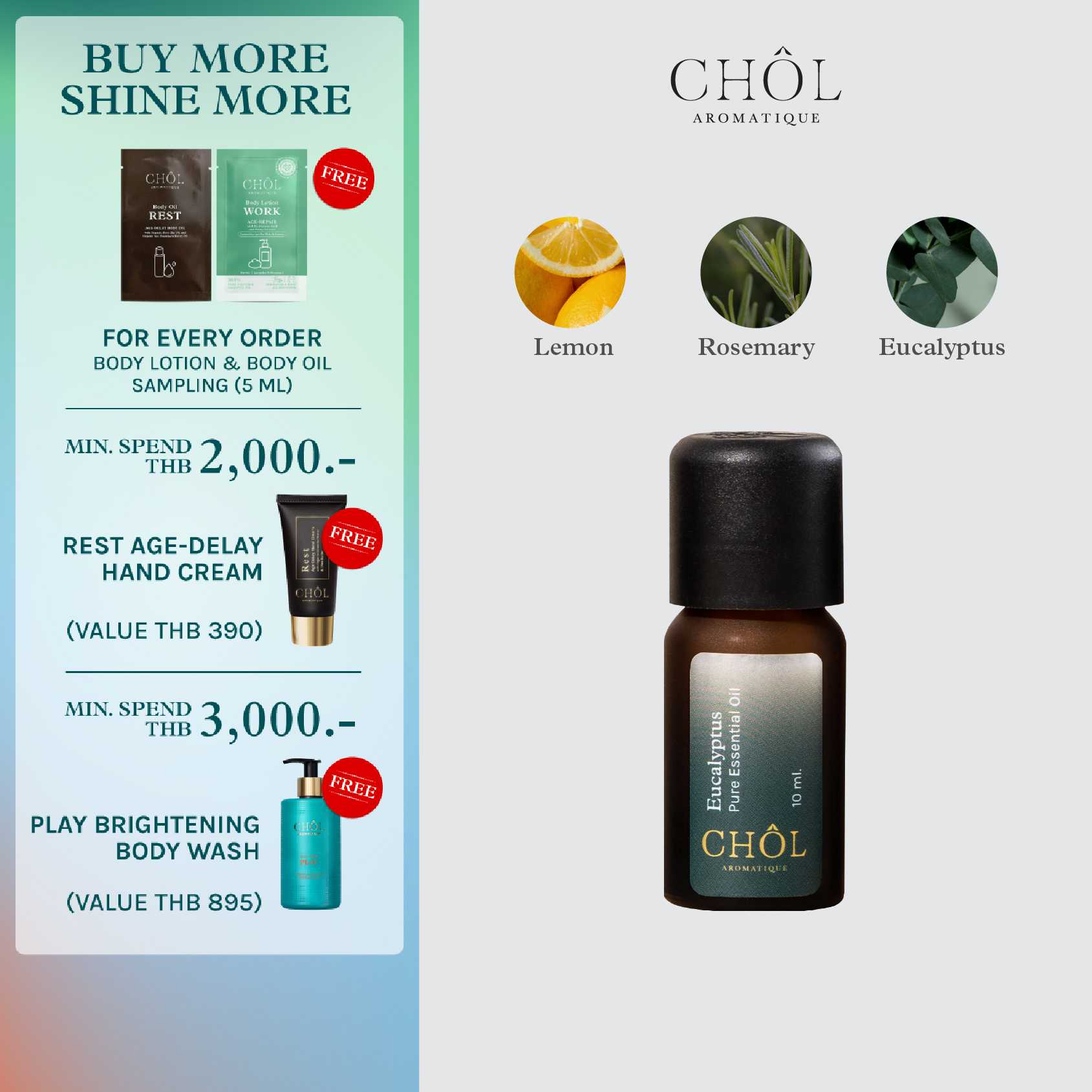 CHOL All-Time Favorite | น้ำมันหอมระเหยสูตรคลาสสิก หายใจโล่ง สมองปลอดโปร่ง เพิ่มความจำ [มี 3 กลิ่น}