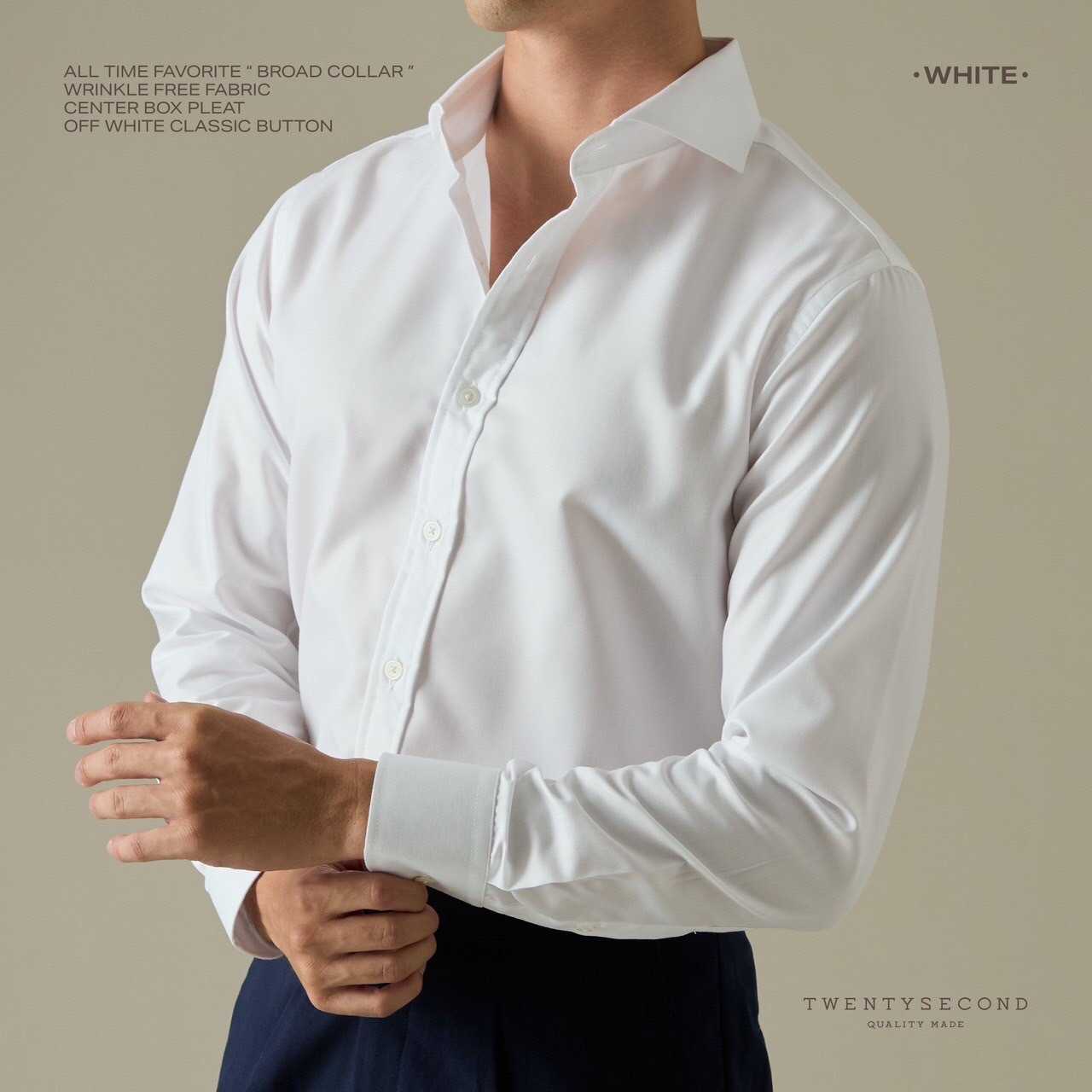 WRINKLE FREE DRESS SHIRT - WHITE