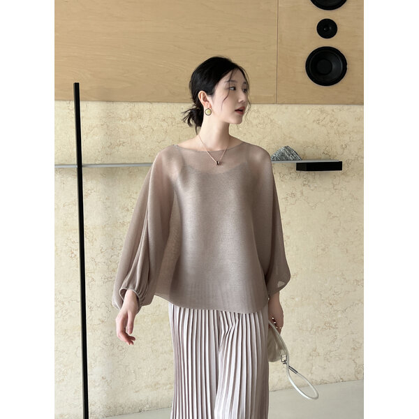 ปรับราคาลง!! 2MUAY GJO1401 เสื้อพลีทคุณภาพ BAT SLEEVE MESH PLEATED TOP 4 สี FREE SIZE