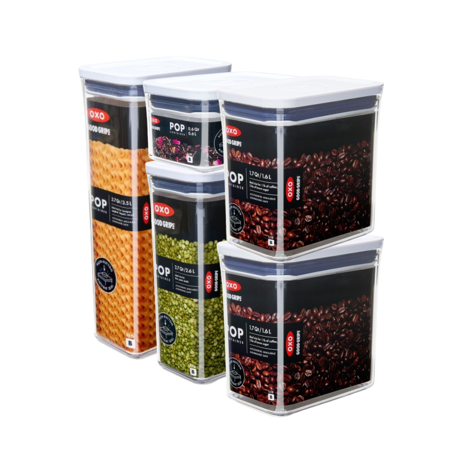OXO ชุดกล่องถนอมอาหารสี่เหลี่ยมผืนผ้า 5 ชิ้น I OXO POP 5PC Pantry Container Set - Rectagle(No Box)