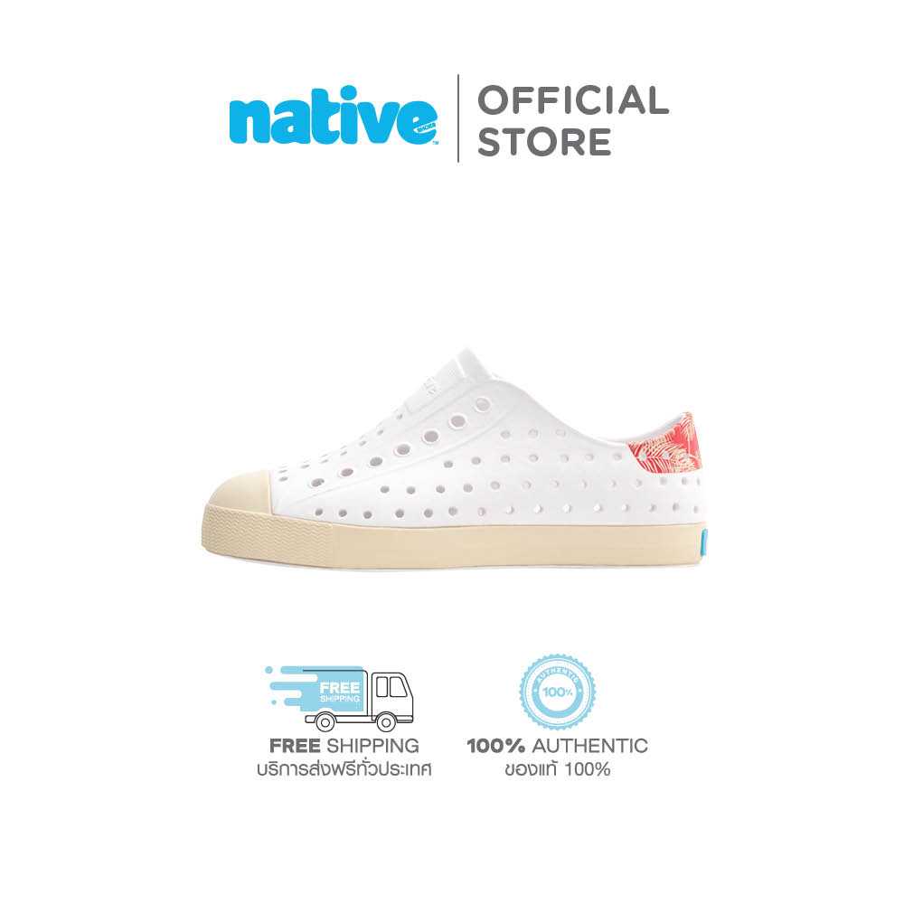 Native รองเท้ากันน้ำเด็กโต EVA รุ่น Jefferson Block Shell White/Bone White/Popsicle Palm Block