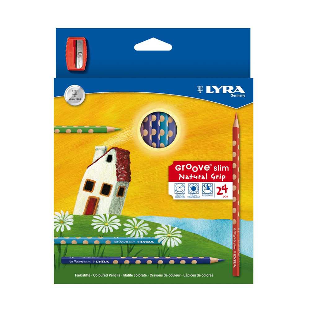 LYRA Groove Slim Colored Pencils 24 Colors (ดินสอสีไม้แท่งสามเหลี่ยม 24 สีพร้อมกบเหลา) 2821240