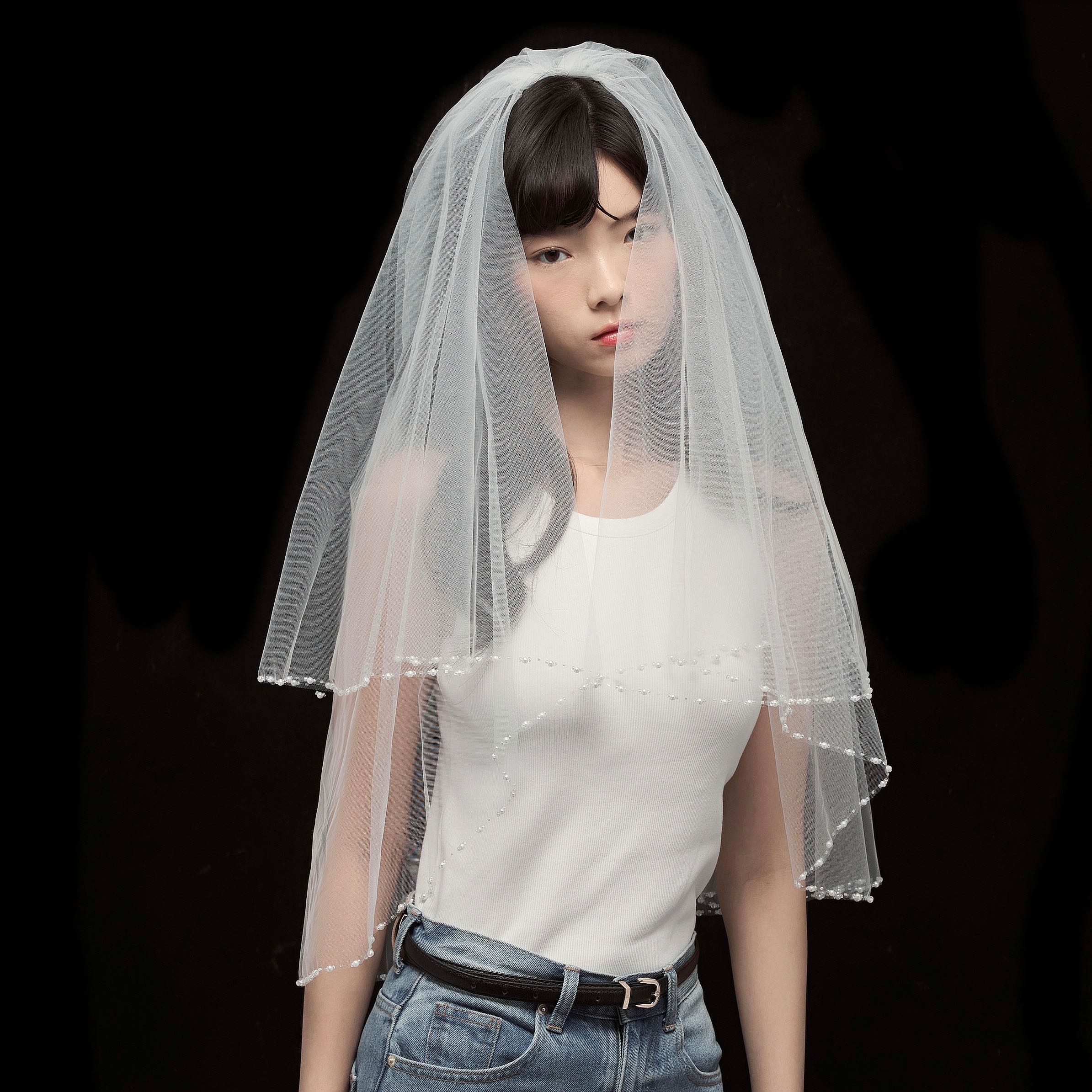 เวลปักขอบมุกรอบชายเวล! 75 cm (พร้อมส่ง)