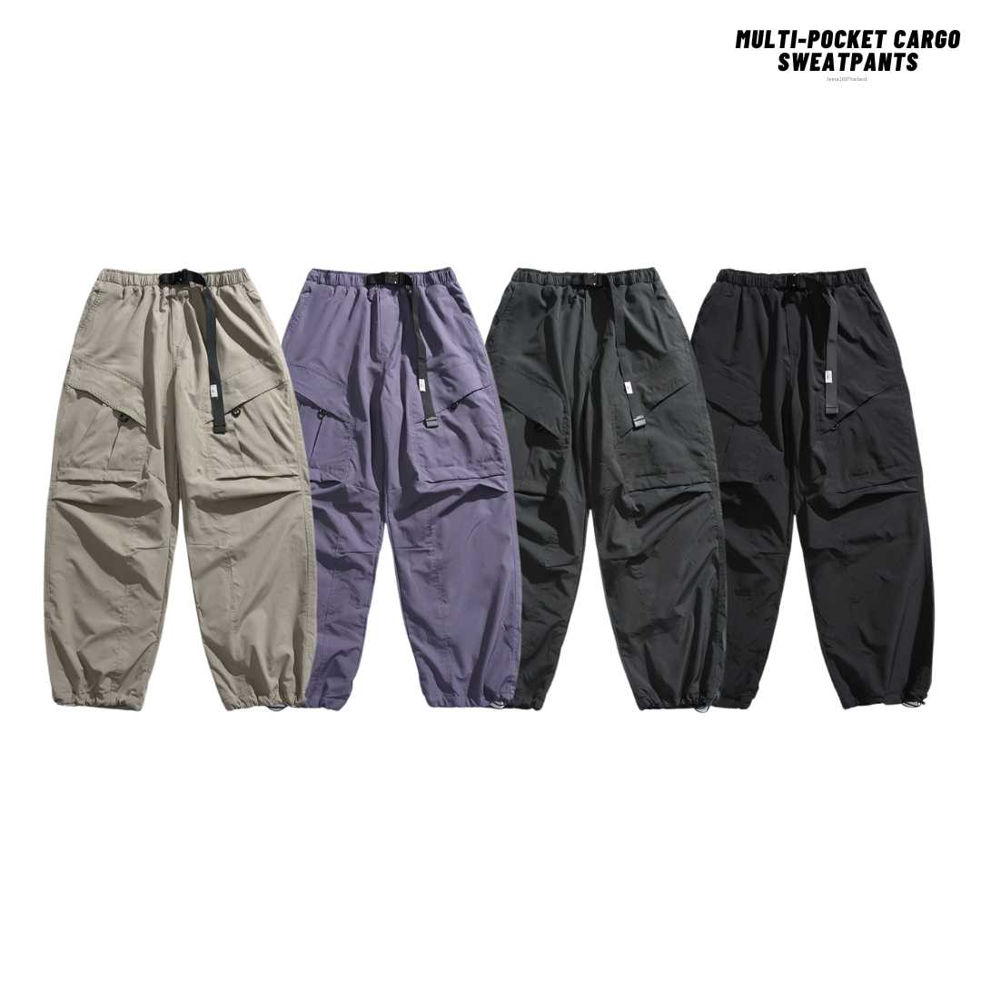 Jeera168 | Multi-pocket cargo Sweatpants  (พรีออเดอร์)