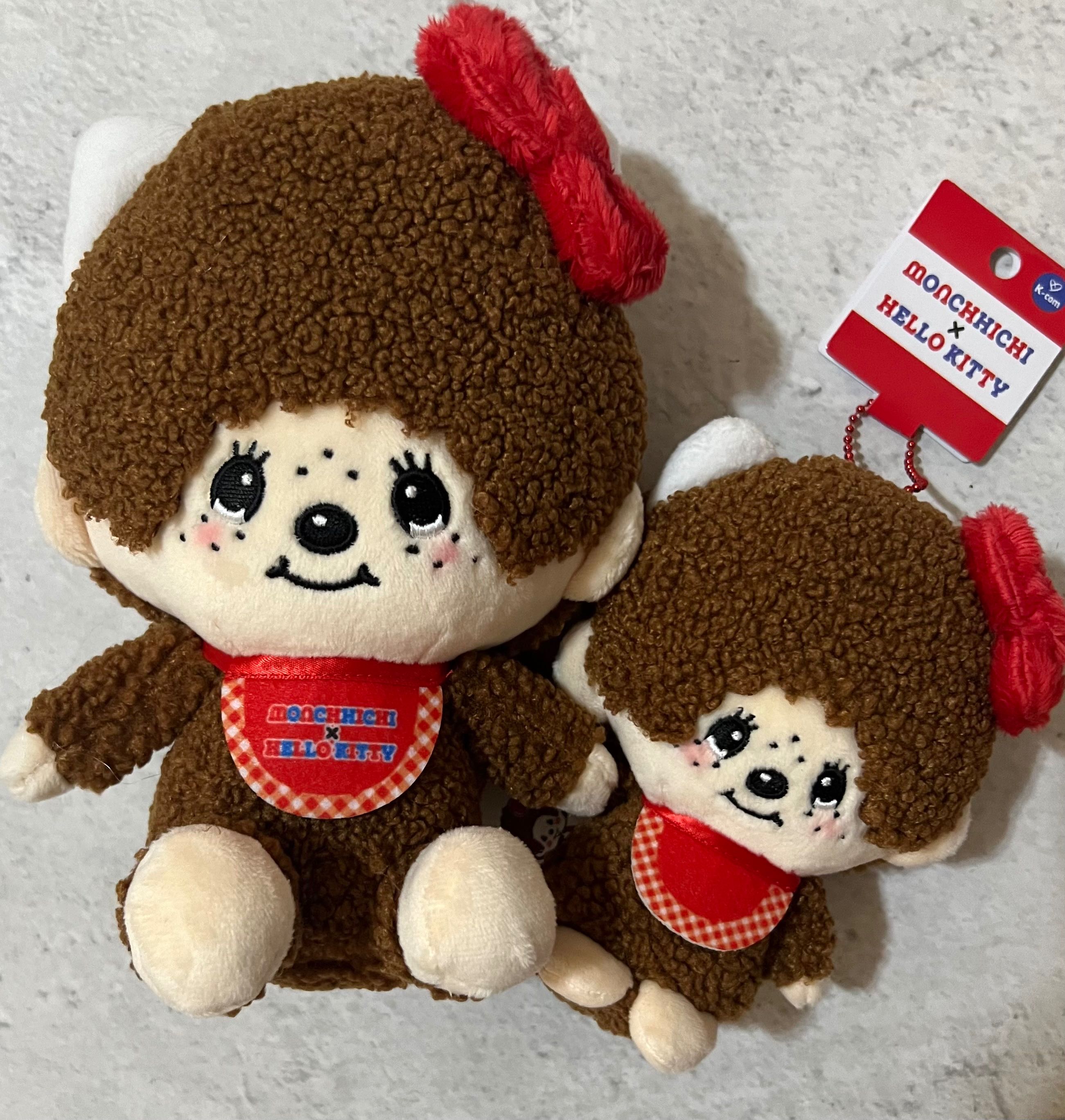 Monchhichi x Hello Kitty Ball Chain Mascot / Push Toy / Face Cushion
