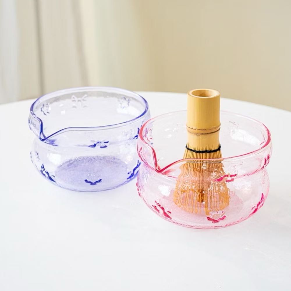 🍵𝑪𝒉𝒂𝒘𝒂𝒏 🎀 𝙂𝙡𝙖𝙨𝙨 𝘽𝙤𝙬𝙡💜 Cutie🩷  เซตชามชงมัทฉะ และ แท่นวางแปรง