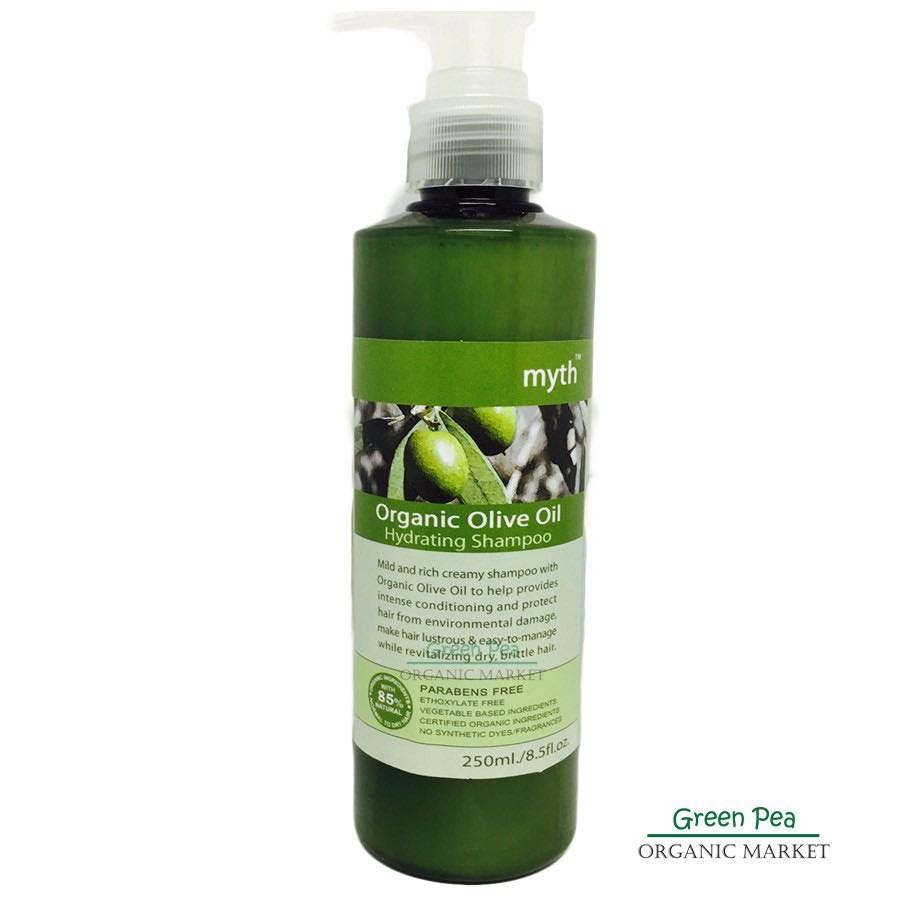 myth ,แชมพูน้ำมันมะกอก,Organic , OLIVE OIL SHAMPOO 250 ml. ปรับสภาพเส้นผมที่เสีย ขาดการบำรุง