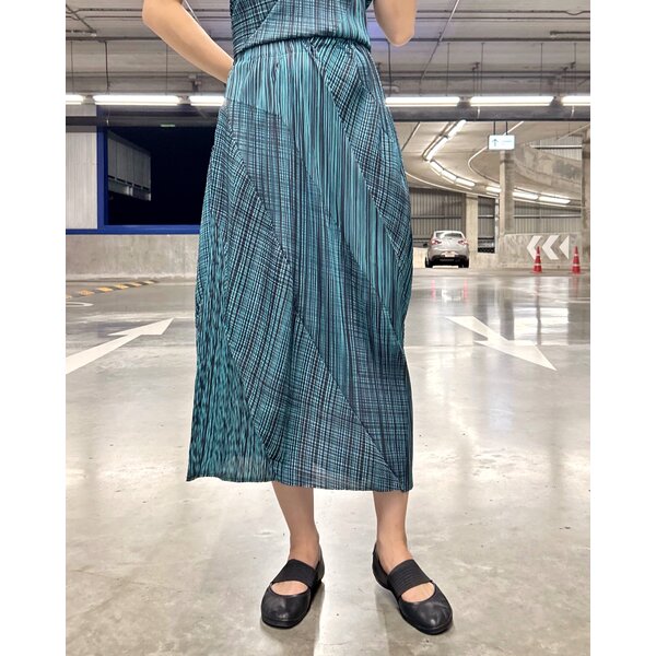 2MUAY รุ่น CX6391 กระโปรงอัดพลีท ASYMMETRICAL PRINTED PLEATED SKIRT 3 สี FREE SIZE