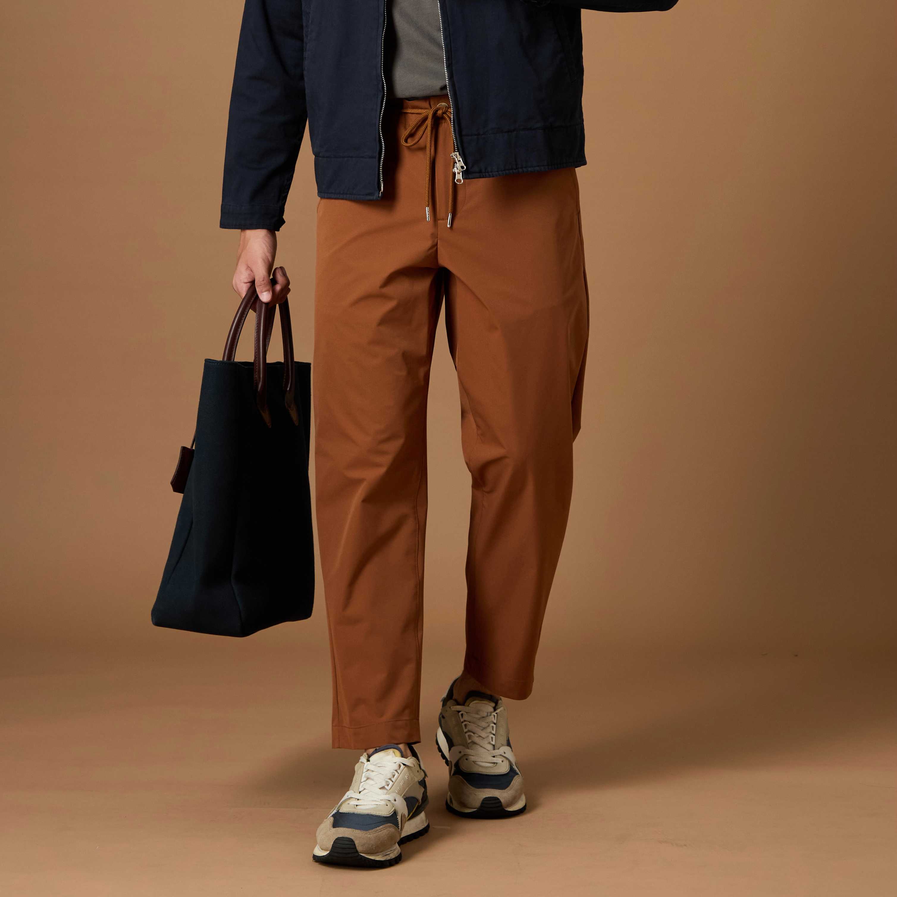 LUKAS NYLON EASY PANTS - BRICK