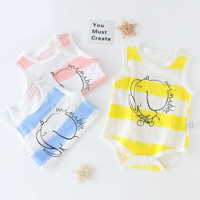 บอดี้สูทแขนกุดลายช้างสีสันสดใส [B02]