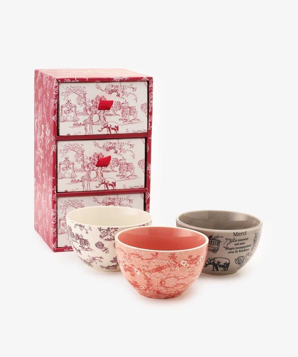 (พรีออเดอร์) Set of 3 bowls in special box / gobe stamp