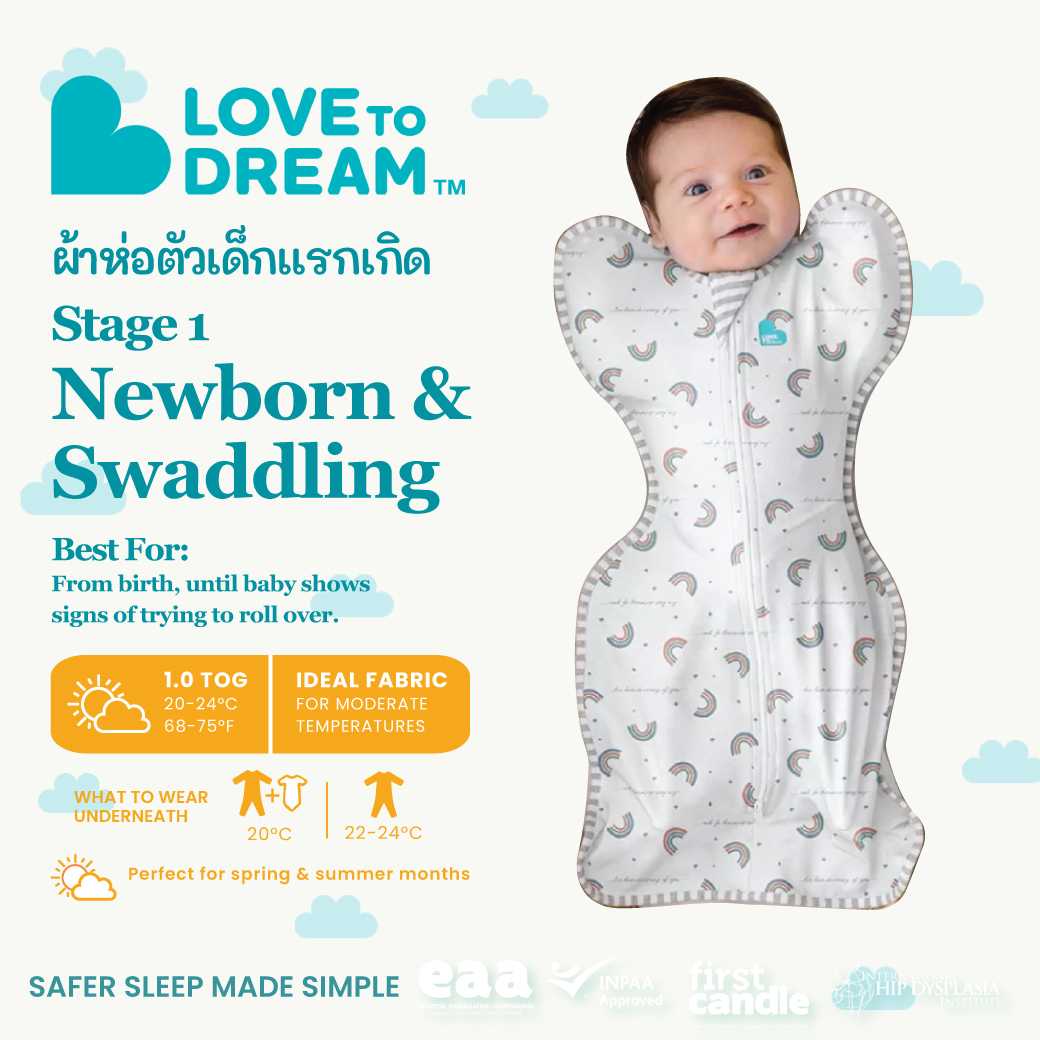 ผ้าห่อตัวเด็กแรกเกิด Swaddle Up™ Original Cotton ลาย Rainbow Dream แบรนด์ Love To Dream