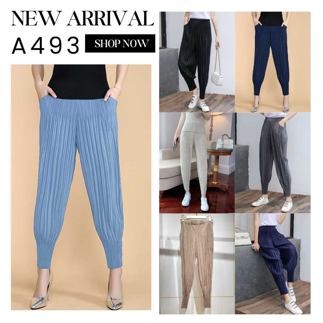 Peatbynisa A493 กางเกงอัดพลีท เนื้อผ้าPolyester100%