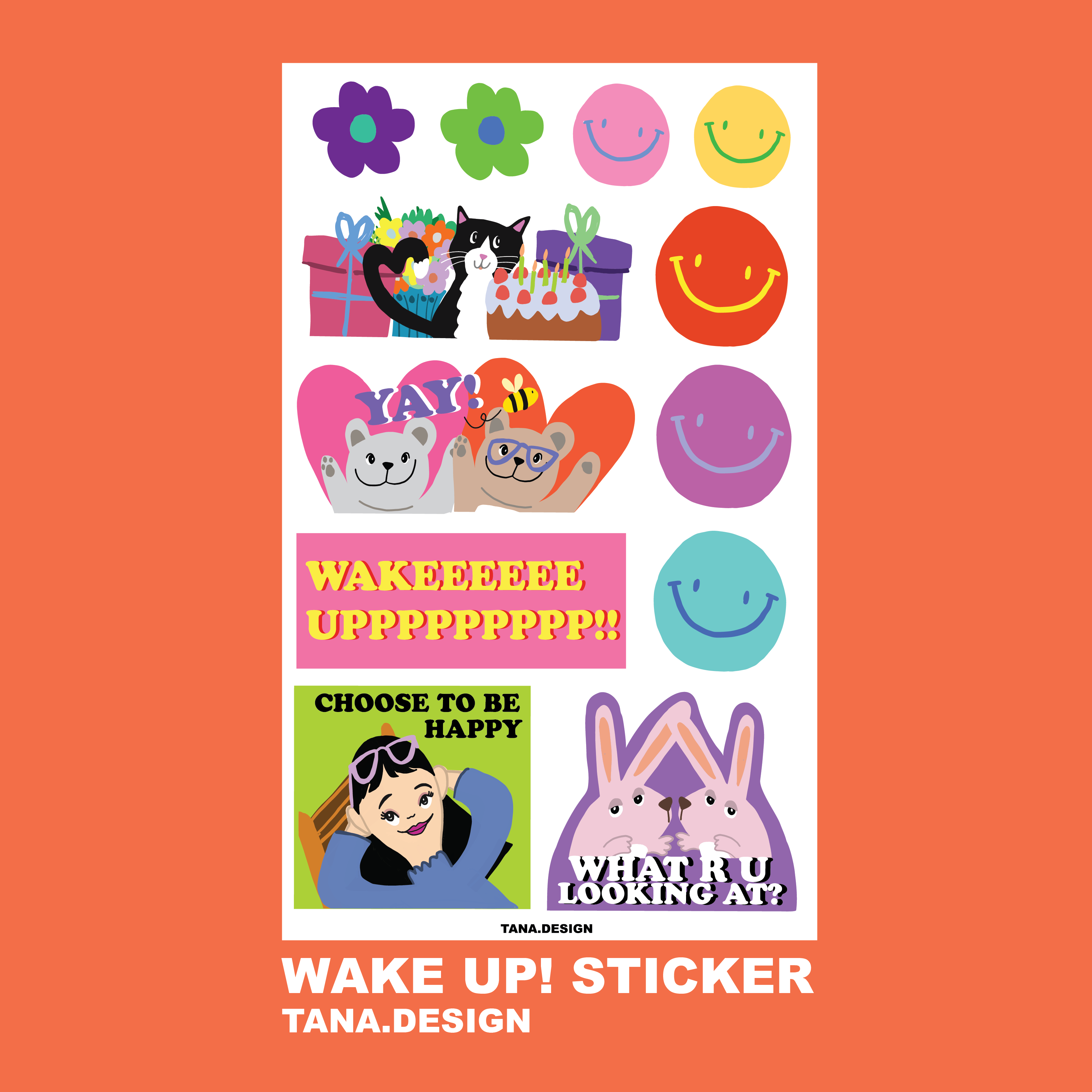 Mini clear sticker (wake up)