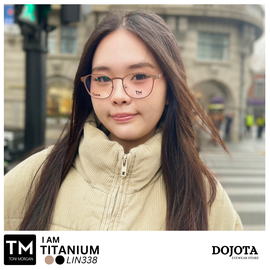 Toni Morgan กรอบแว่นไทเทเนี่ยม ทรงหยดน้ำ รุ่น LIN338 สีทองแชมเปญ (Champagne Gold)