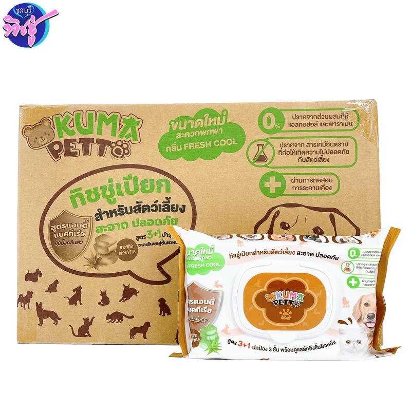 กระดาษทิชชู่เปียก Kuma Petto Anti-Bacterial 40 แผ่น ลัง