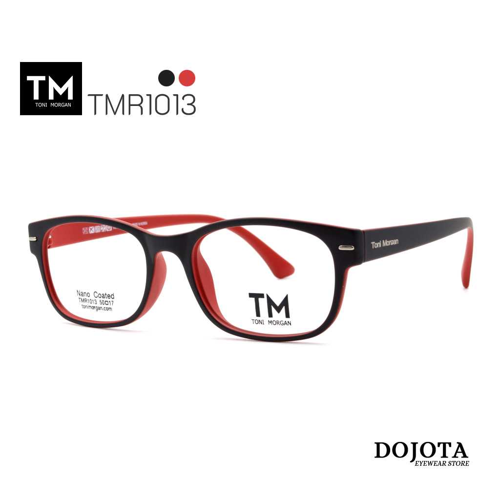 กรอบแว่นทรงเหลี่ยม Toni Morgan รุ่น TMR1013 สีแดง น้ำหนักเบา ยืดหยุ่นได้ดี
