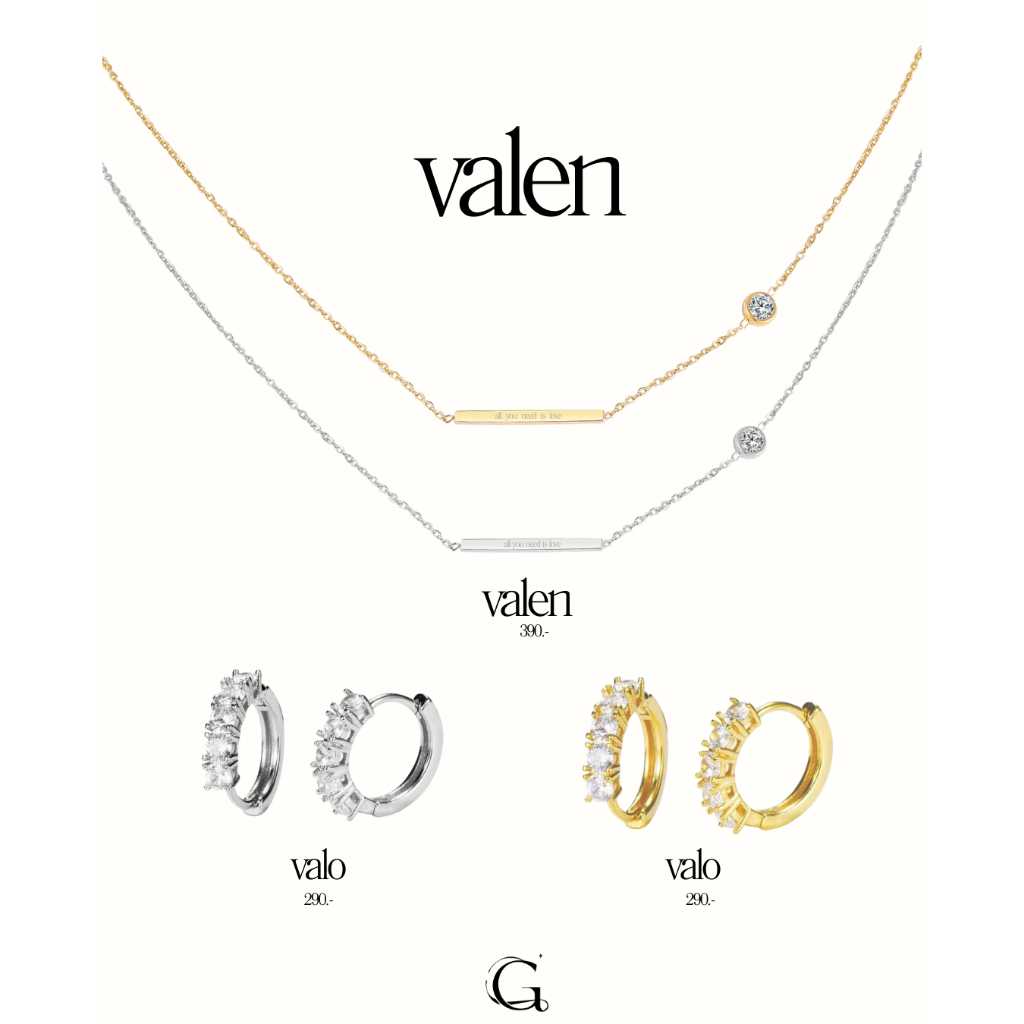 Valen 𝐂𝐨𝐥𝐥𝐞𝐜𝐭𝐢𝐨𝐧 สร้อยคอ+ต่างหู ดีไซน์บาร์จิ๋ว