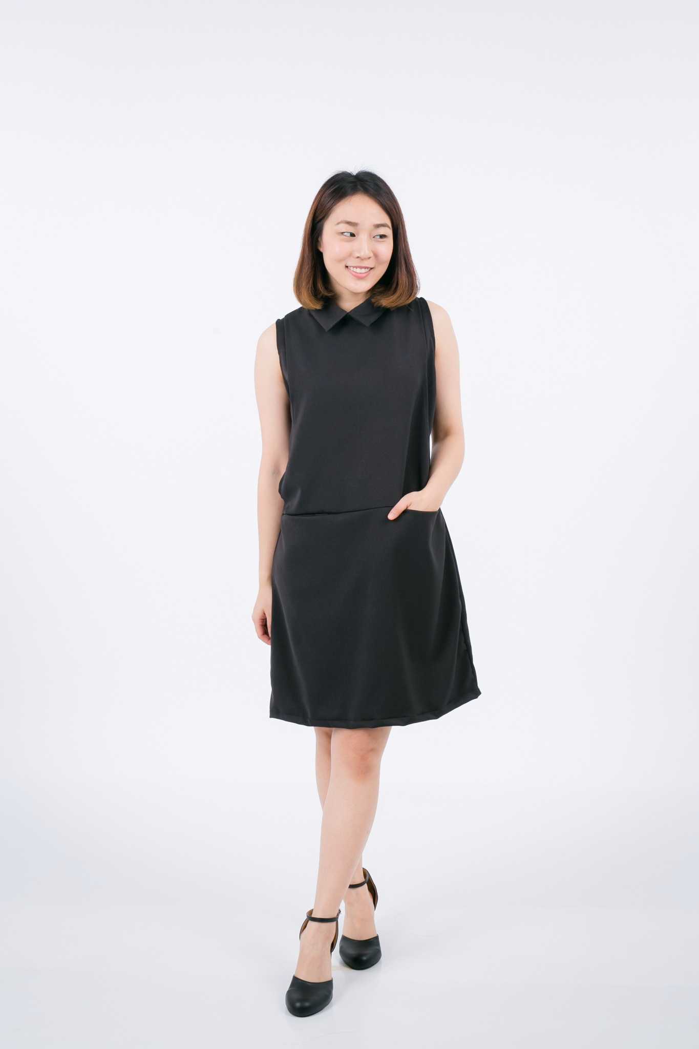 ชุดให้นมสีดำ Black  collar dress