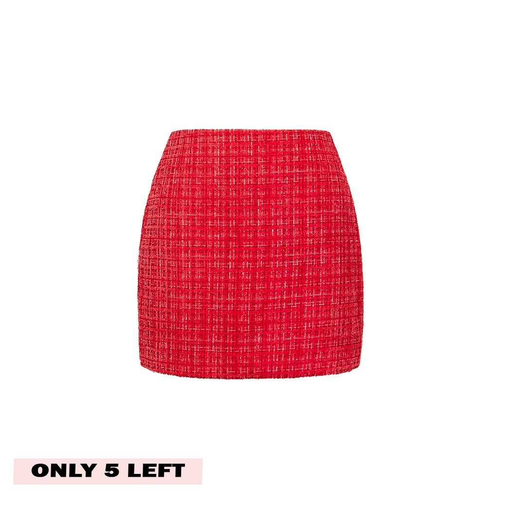 BEVERLY TWEED SKIRT - RED