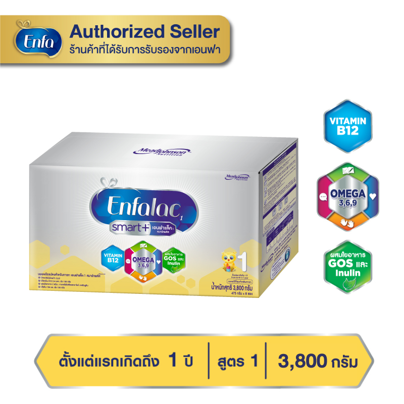 นมเอนฟาแล็ค สมาร์ทพลัส นมสูตร 1 นมผงเด็ก ขนาด 3800 กรัม Enfalac Smart+ 1 นม เอนฟา แล็ค นมผง Enfa lac