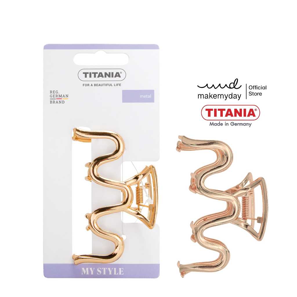 TITANIA Hair Clip กิ๊บหนีบผม กิ๊บหนีบผมโลหะ สี Golden Waves นำเข้าจากเยอรมัน (1 กล่องบรรจุ 1 ชิ้น)