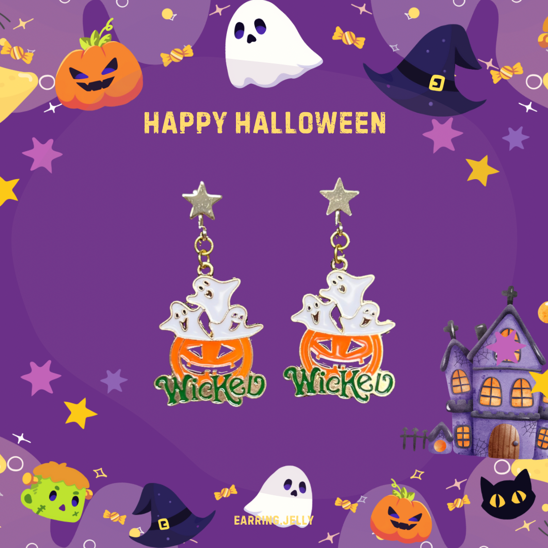 HA ต่างหูหนีบ Halloween แป้นสกรู