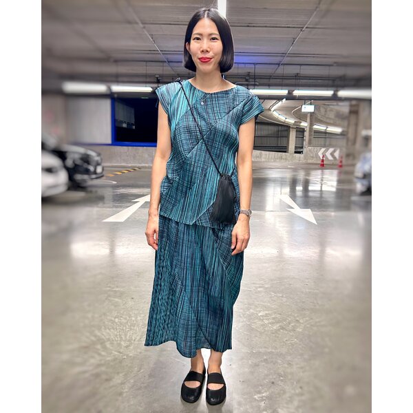 2MUAY รุ่น CX6390 / CX6391 เซ็ตอัดพลีท ASYMMETRIC PRINTED PLEATED SET 3 สี FREE SIZE