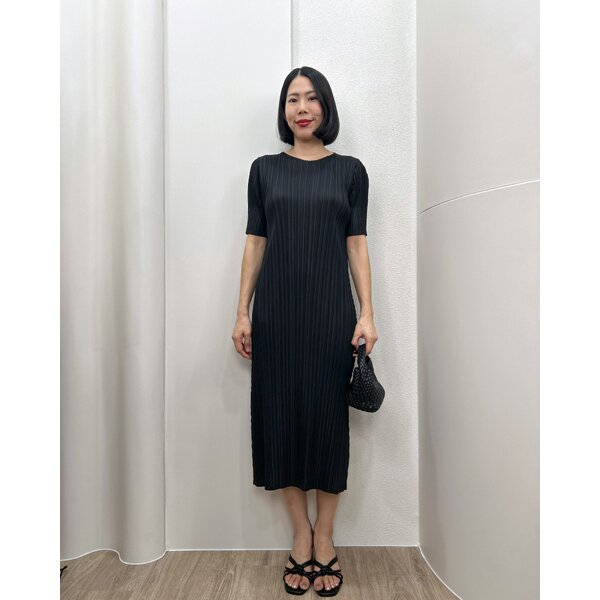 ยาว 46 นิ้ว 2MUAY รุ่น GM8021 เดรสอัดพลีท BALLOON SHORT SLEEVES PLEATED DRESS 6 สี FREE SIZE