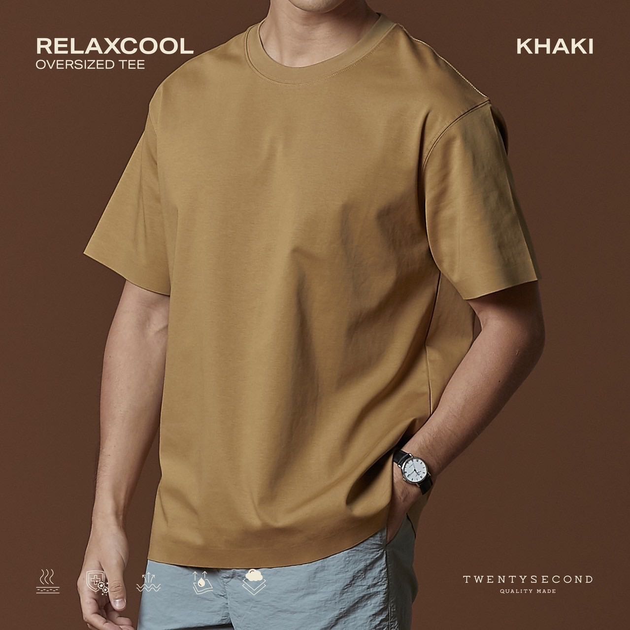 RELAXCOOL OVERSIZE TEE - KHAKI
