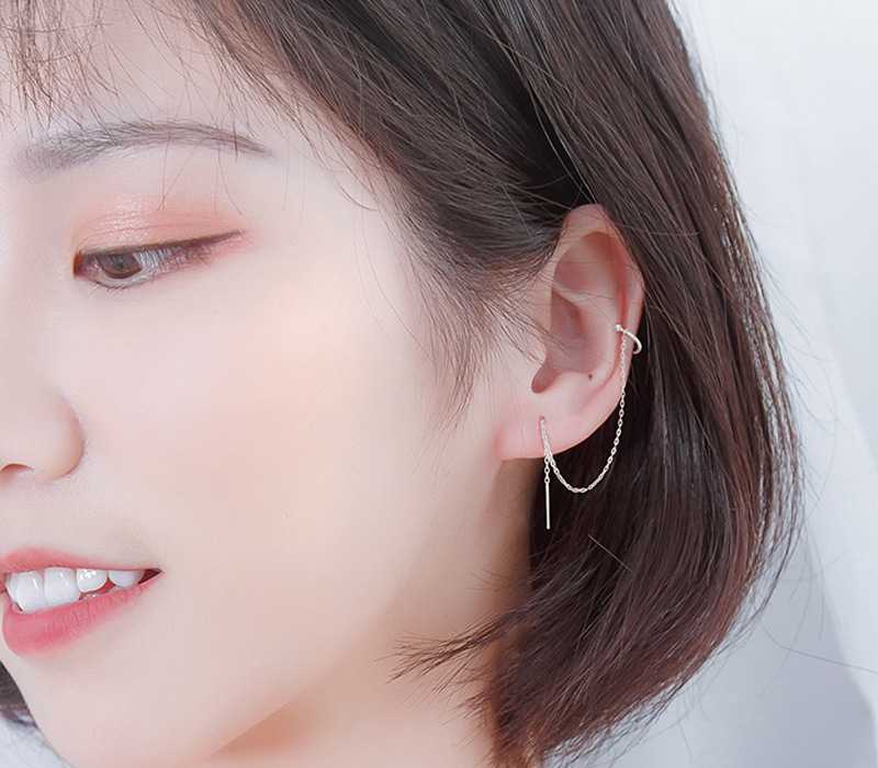 ECC-007 - Single Silver Earcuff x Chain
