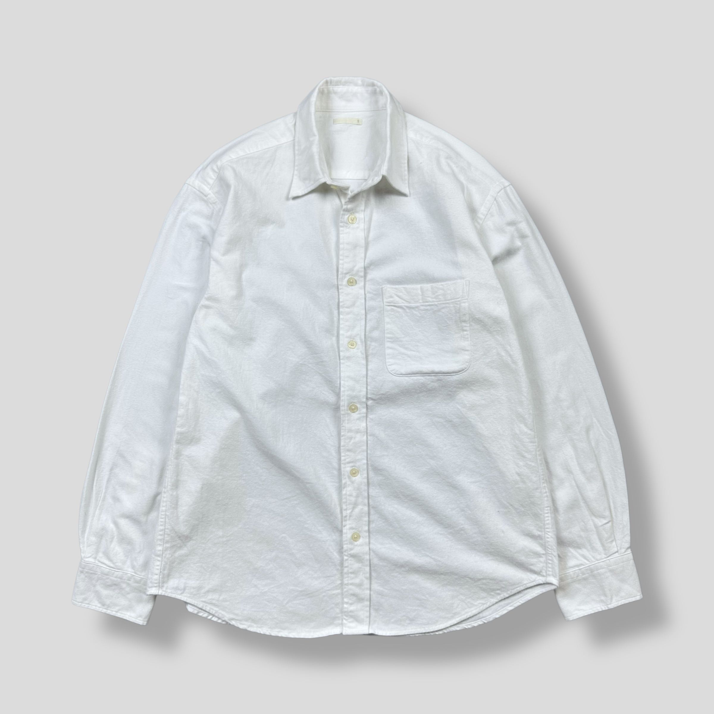 GU WHITE FLANNEL POCKET SHIRT 