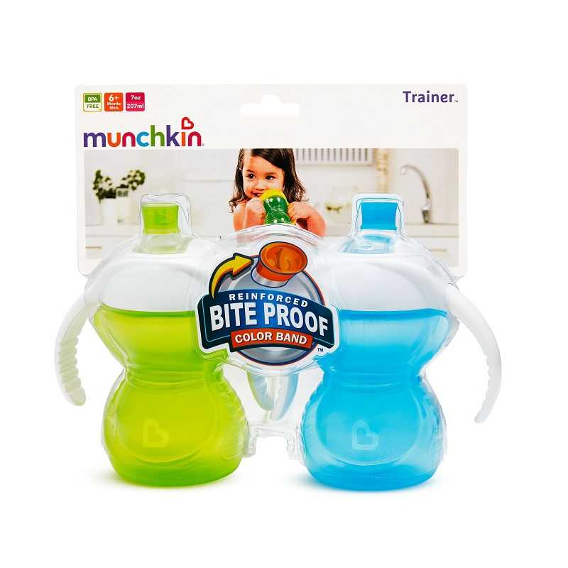 #แก้วหัดดื่ม Munchkin : MNK44169 Click Lock 7oz Bite Proof Trainer Cup - 2pk