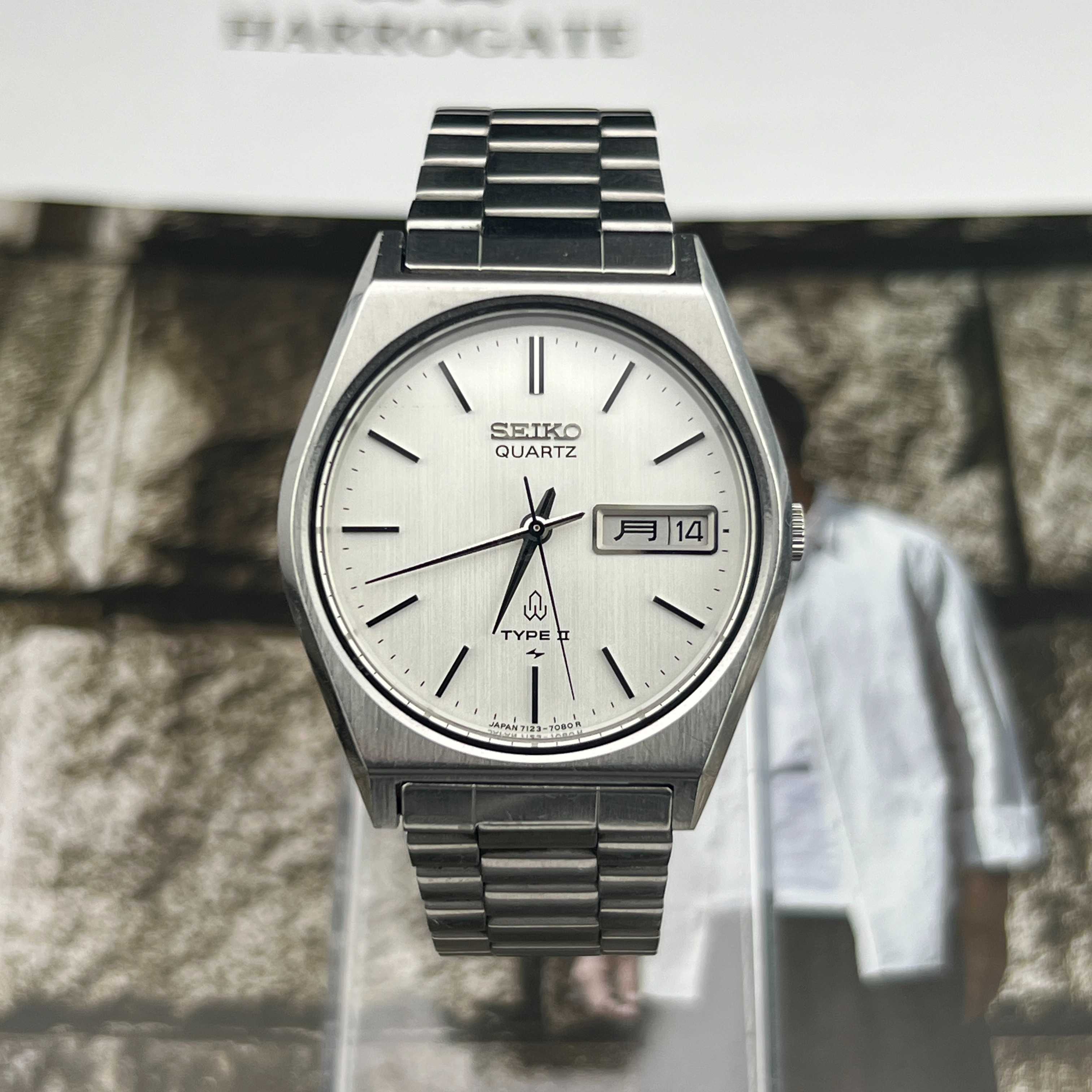 Vintage Seiko Type ll Quartz Silver Dial Ref.7123-7080 Days/Date Kanji JDM Japan 1983