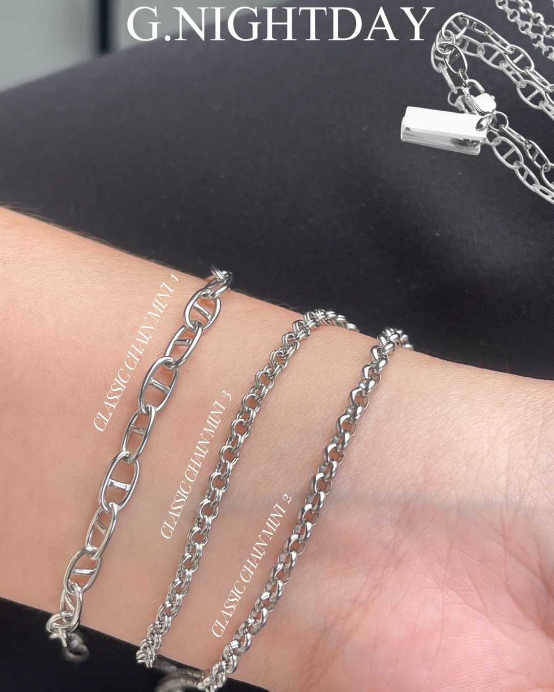 G.NIGHTDAY - Mini Classic Chain สร้อยข้อมือโซ่ สลักชื่อฟรี   mix ได้ตามใจ