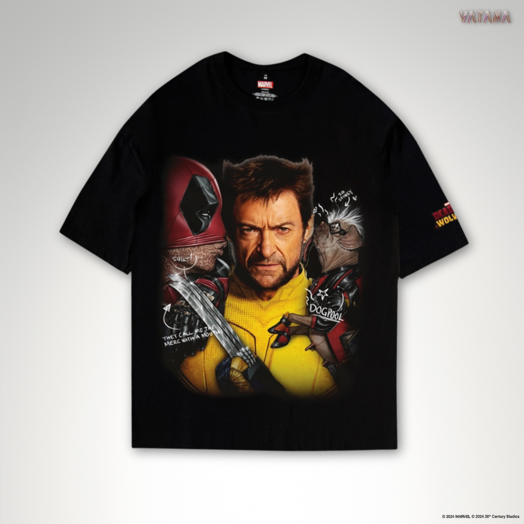 VATANA - เสื้อยืดพิมพ์ลาย DEADPOOL: WE ARE BEST BUBS! ลิขสิทธิ์ MARVEL เรืองแสงในที่มืด