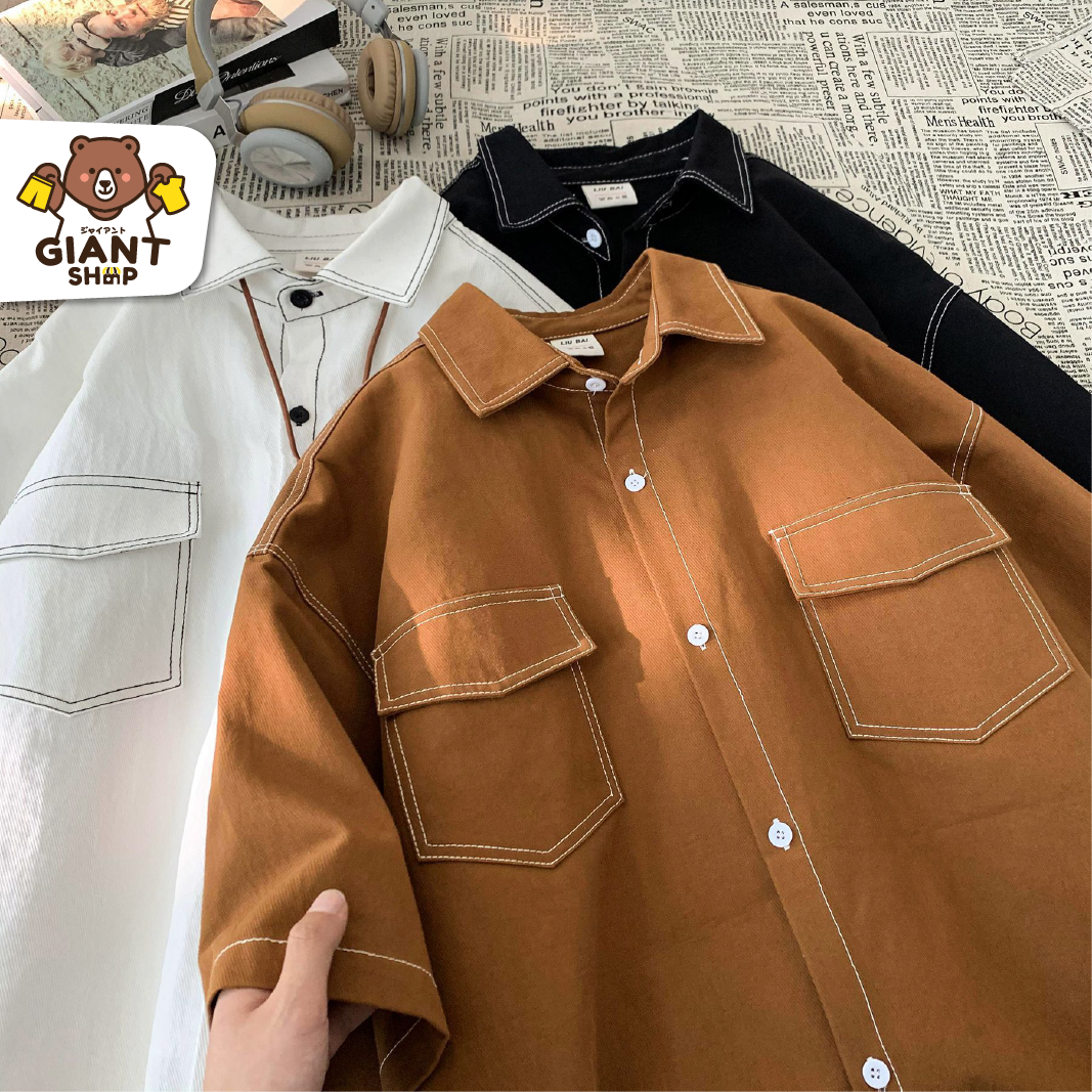 GIANTSHOP เสื้อเชิ้ตคอปก แขนสั้น 3 สี (C-322)