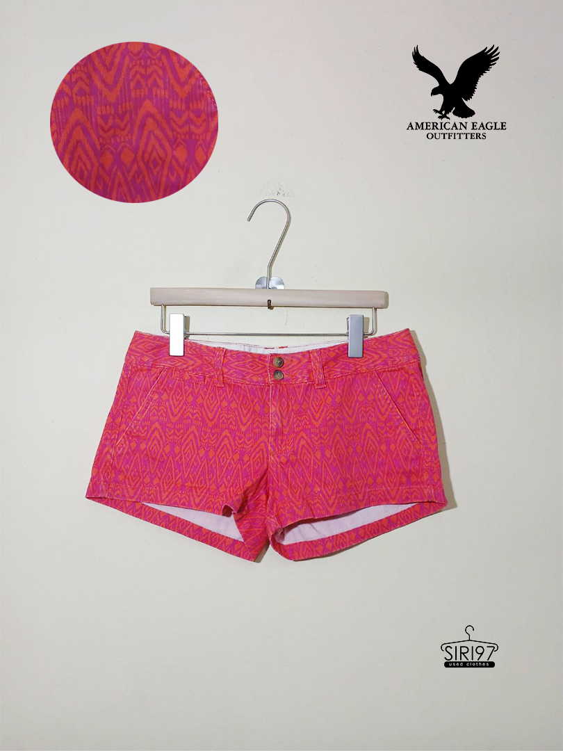 กางเกงขาสั้น American eagle ลาย สีส้มบานเย็น สภาพ85%