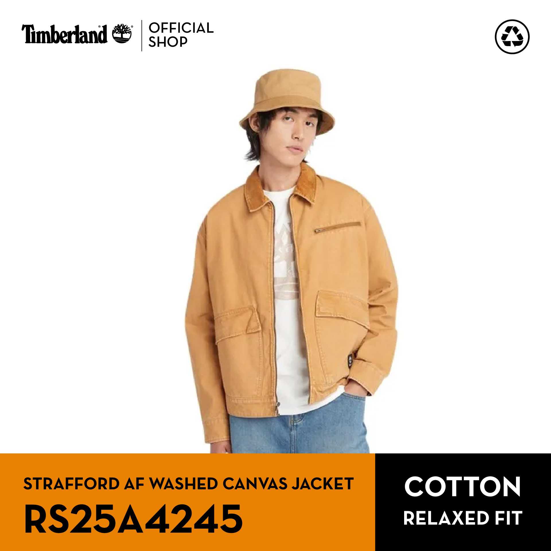 Timberland Men's STRAFFORD  AF WASHED CANVAS JACKET แจ็คเก็ต (RS25A4245)