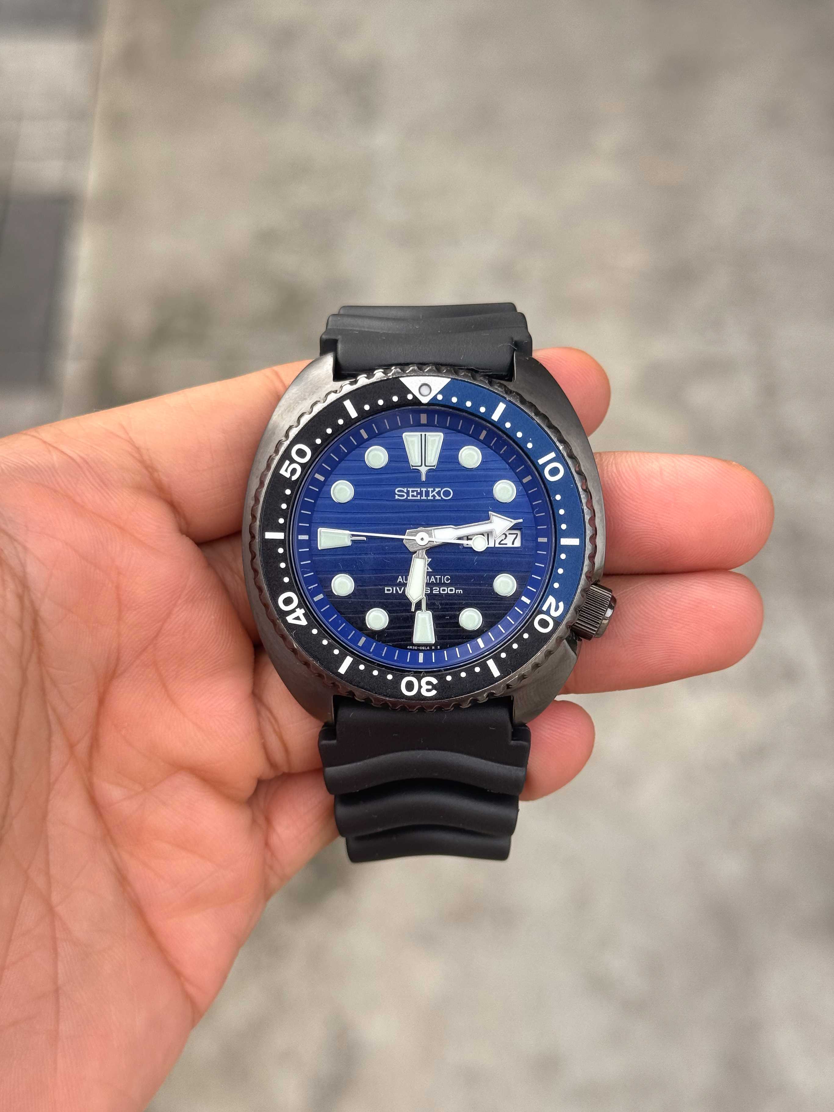 Seiko Turtle Batman Black PVD Automatic King Size Day-Date